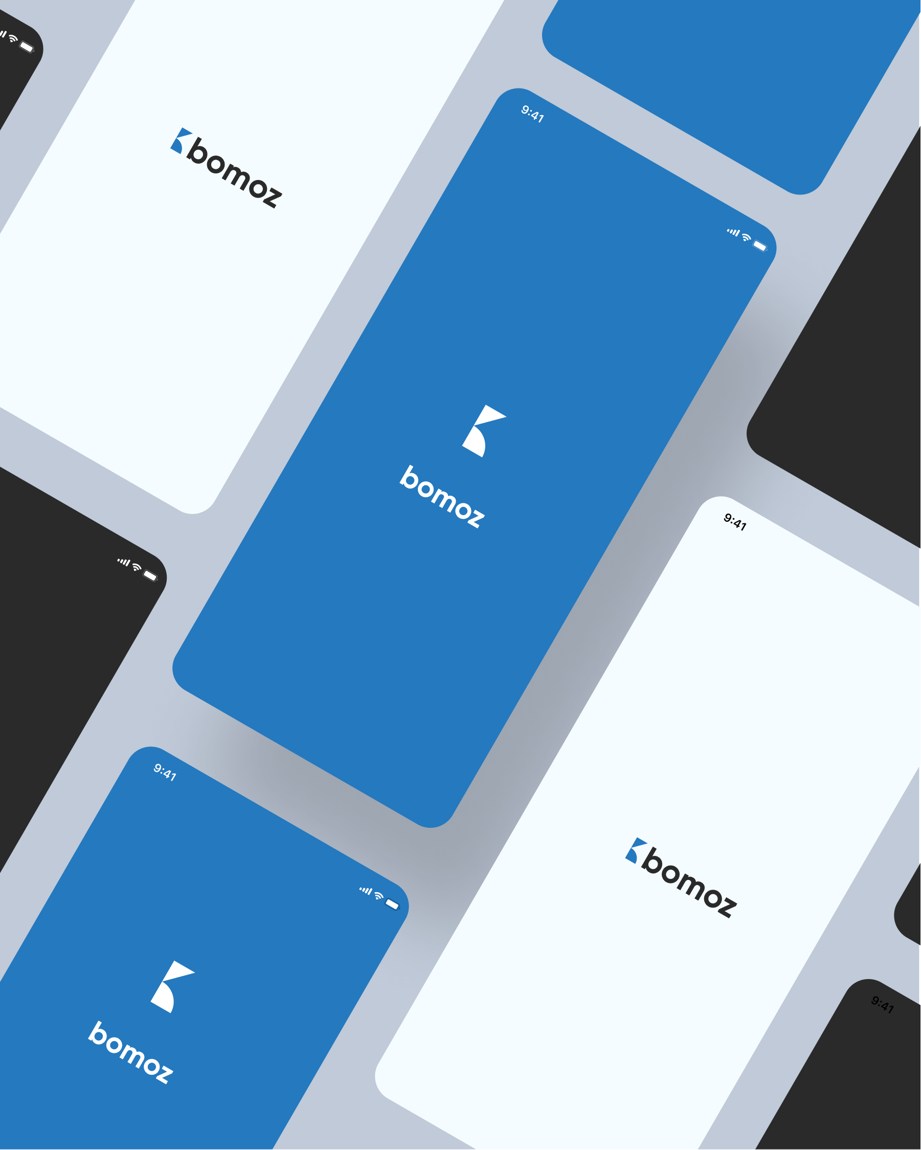 Bomoz brand identity — typography and layout
