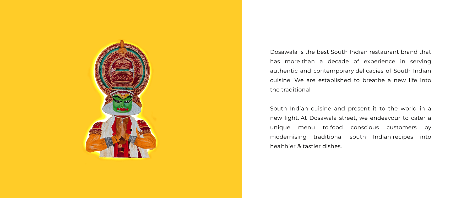 Dosawala website — menu and brand layout