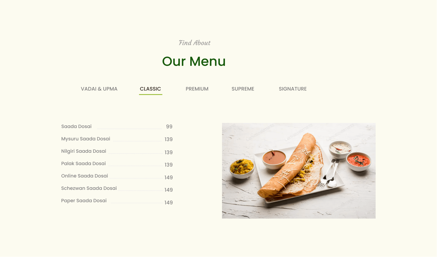 Dosawala website — responsive sections and content