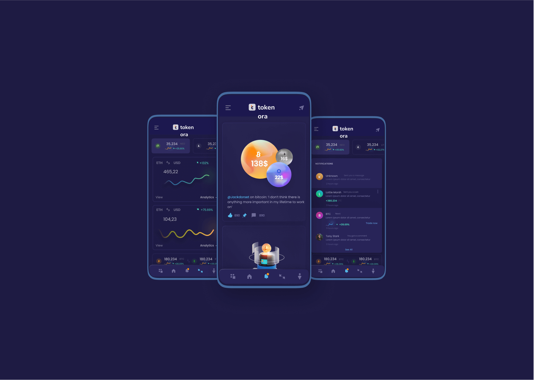 Tokenora mobile layout — content sections