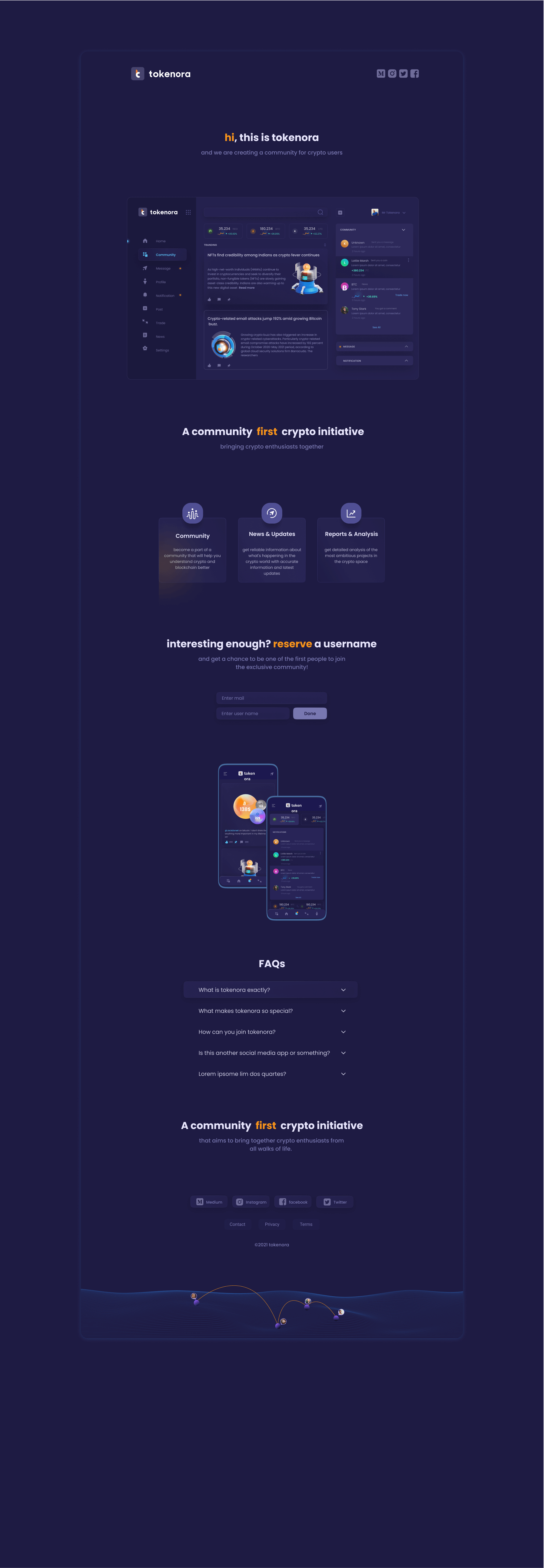 Tokenora website — final presentation
