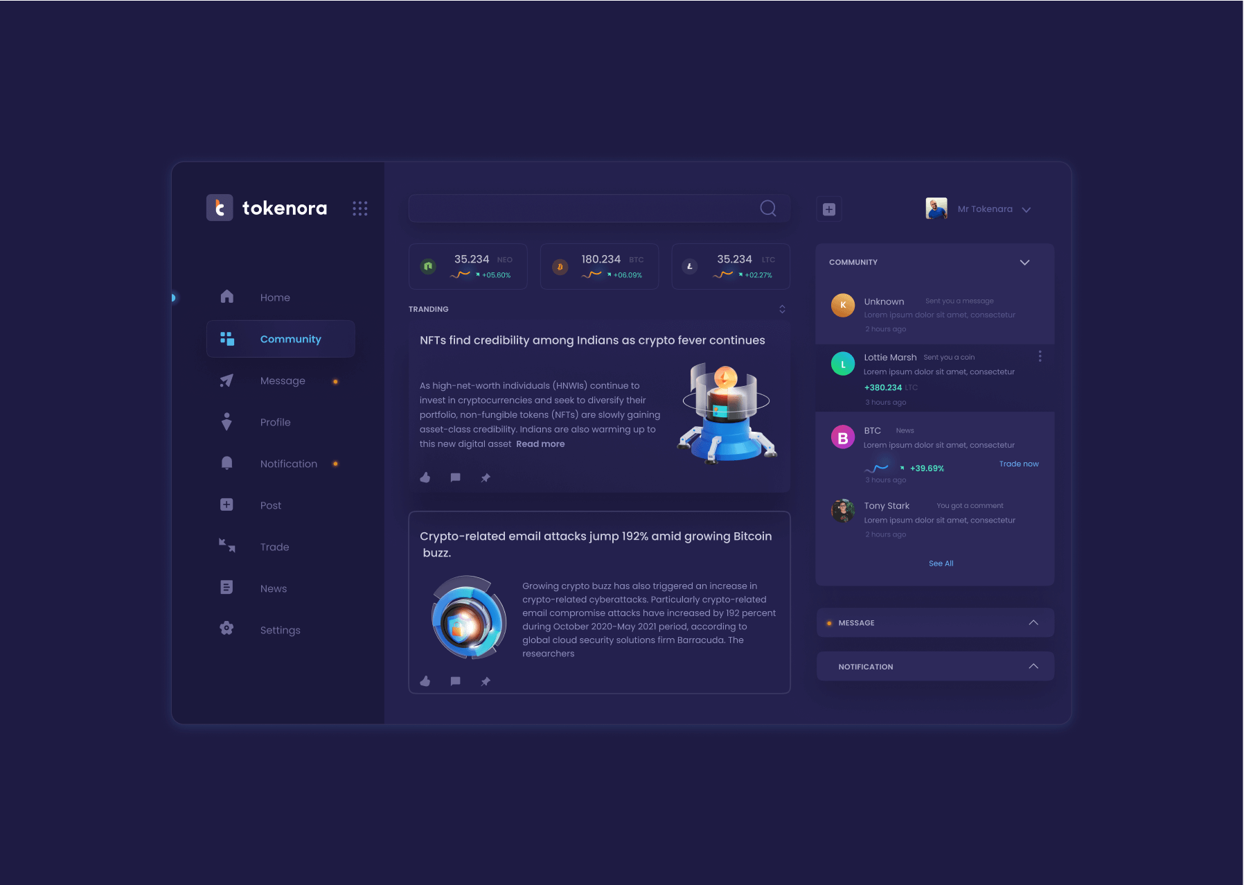 Tokenora website — responsive view