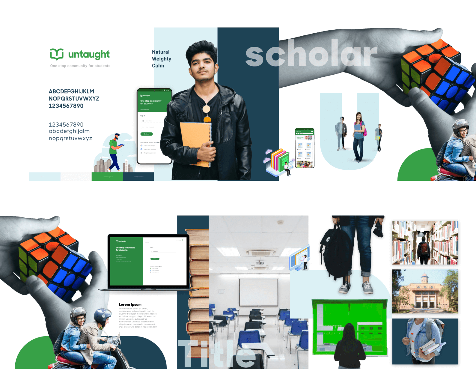 Untaught web app — key screens and layout